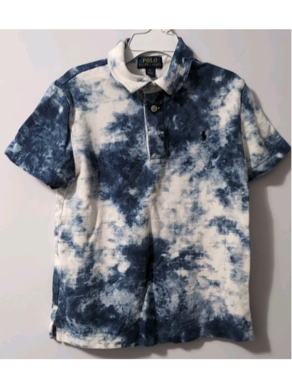 VINTAGE POLO RALPH LAUREN BOYS SHORT SLEEVE BLUE TIE DYE POLO Y2K Size 6